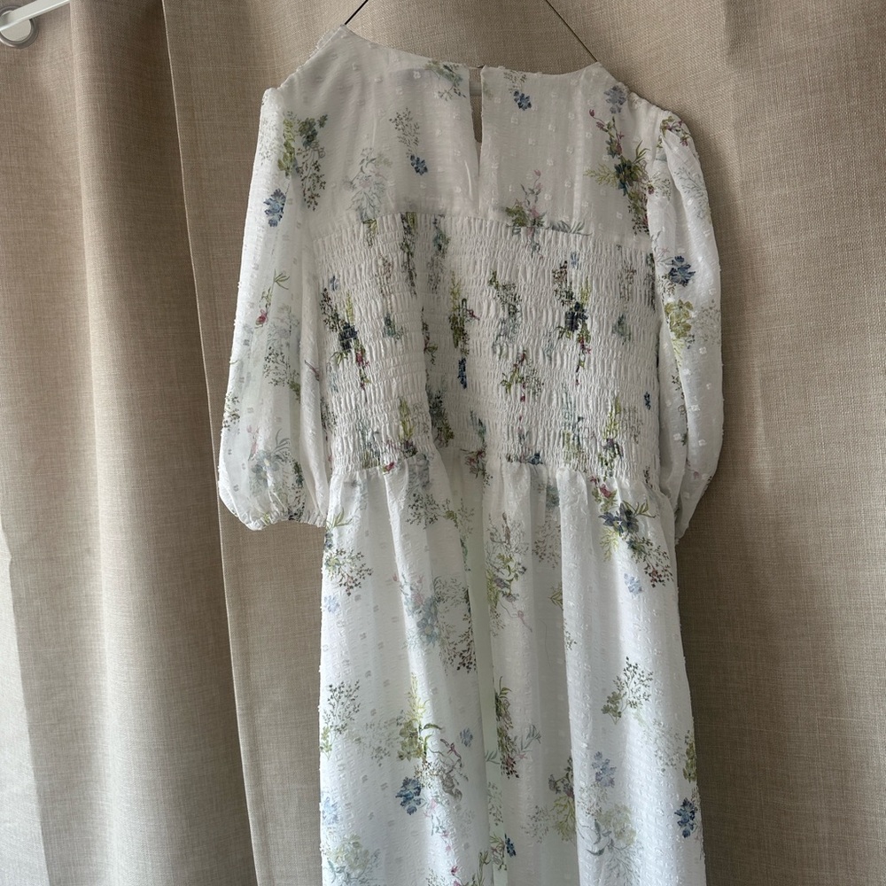 All Saints Serene Floral Midi Dress Smocking Sz 10 NWT Retail $345 - Picture 9 of 9